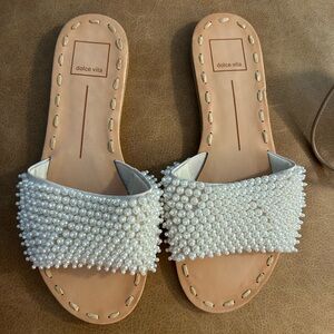 Dolce Vita Pearl Embellished Sandals - White